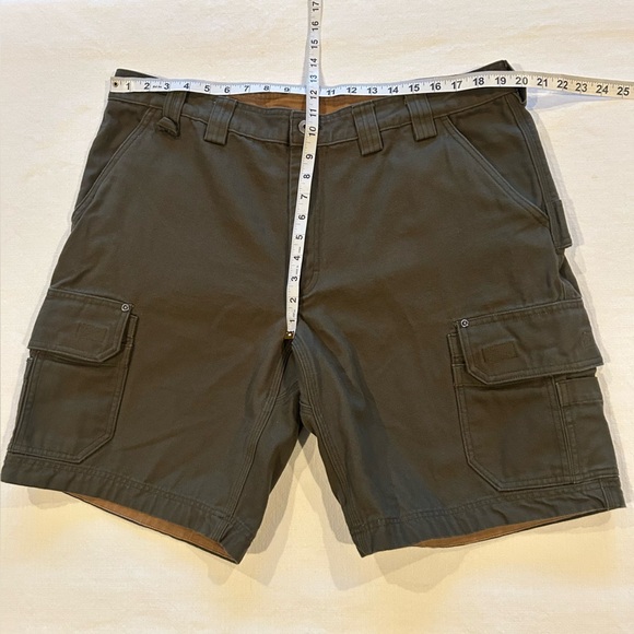 Duluth Trading Canvas Cargo Shorts 100% Cotton Olive Green Size 40 Inseam 11 - Picture 8 of 9